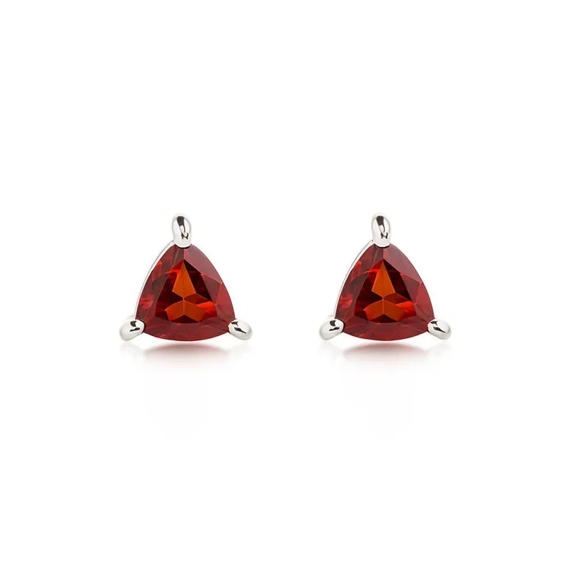 Boucles d'oreilles Grenat Rouge Trillion 4mm en Argent 925 pour femme - Bijoux Trabbia Vuillermoz