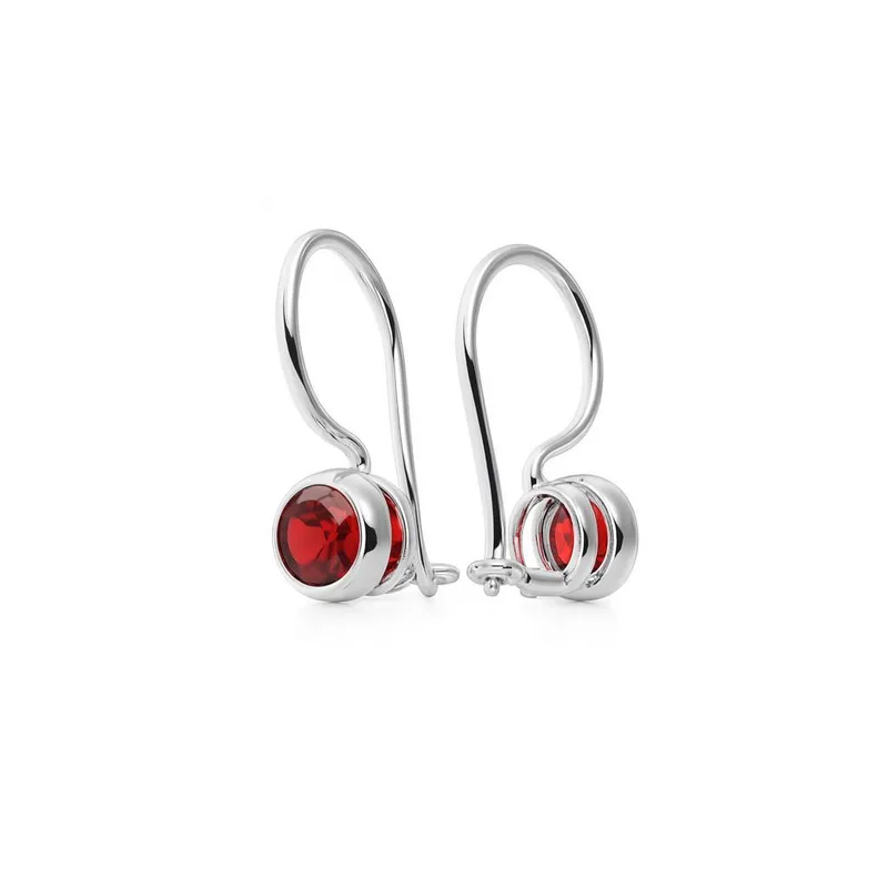 Boucles d'oreilles Pendantes et Grenat Rouge Rond 4mm en Argent 925 pour femme - Bijoux Trabbia Vuillermoz