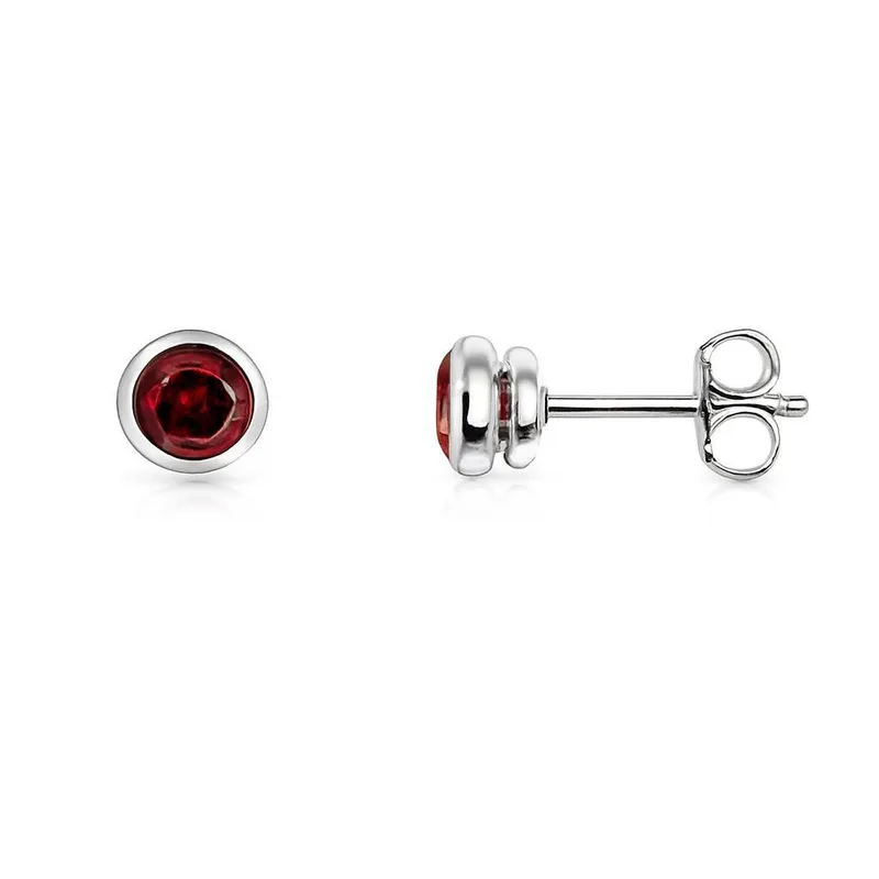 Boucles d'oreilles Grenat Rouge Rond 4.5mm en Argent 925 pour femme - Bijoux Trabbia Vuillermoz